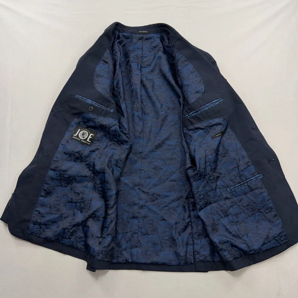 Joseph Abboud Suit Slim Fit Wool Blend 2-Button Navy Blue Mens 38R 32W